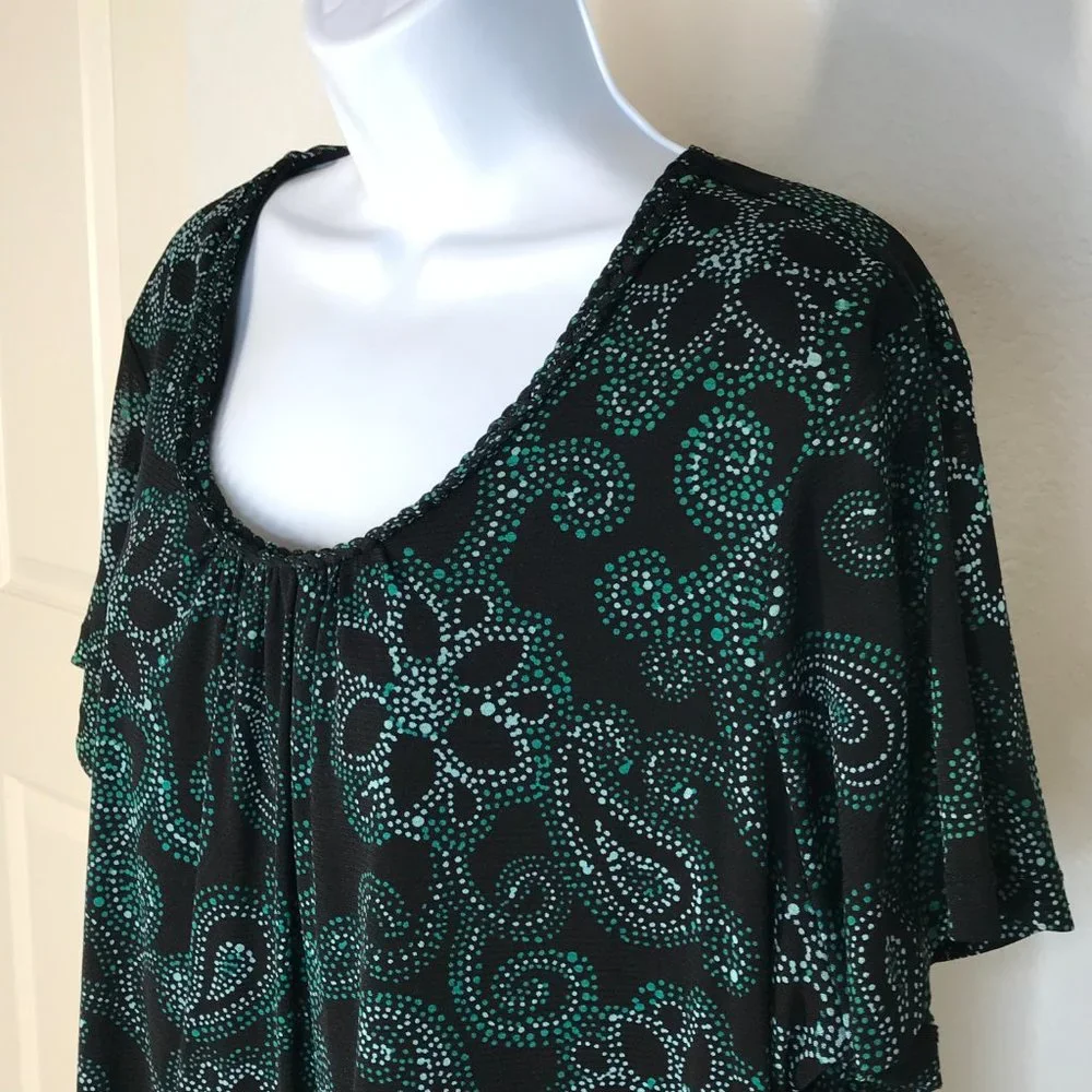 Croft & Barrow S/S Blouse | Black/Green | Size 3X - Picture 5 of 12